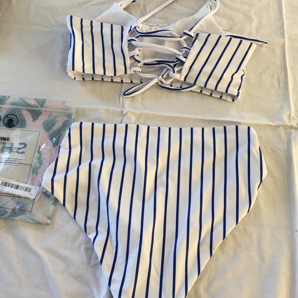 High waisted striped bikini